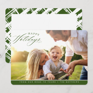 HAPPY HOLIDAYS FOTO elegant kalligraphisch grün Feiertagskarte