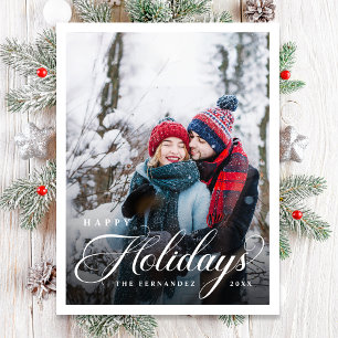 Happy Holidays Foto Elegantes Skript Feiertagspostkarte