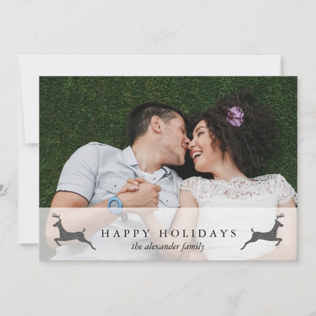 Happy Holidays Foto mit Hirschrottkarte Feiertagskarte (Vorderseite)