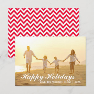 Happy Holidays Foto mit Zickzack Rot - 3x5 Karte