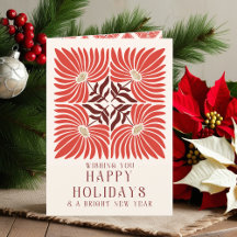 Happy Holidays Foto Modern Bold Red Floral