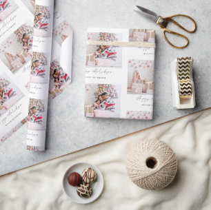 Happy Holidays Foto Name Muster Weihnachten Geschenkpapier