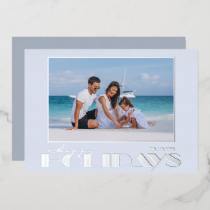 Happy Holidays Foto Silver Folien Feiertagskarte