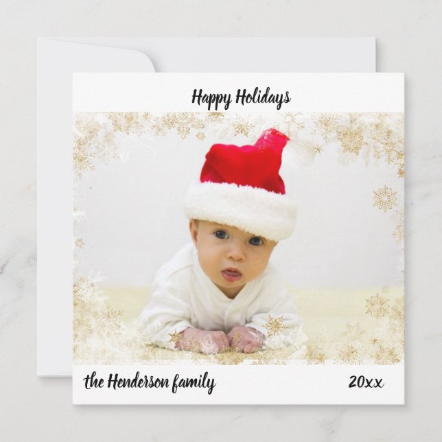 Happy Holidays Foto Snowflake Frame Custom (Vorderseite)