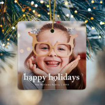 Happy Holidays Foto Weihnachten Keramik Ornament