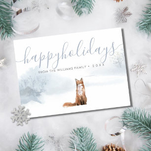Happy Holidays Foto Winter Woodland Scene Fox Feiertagskarte