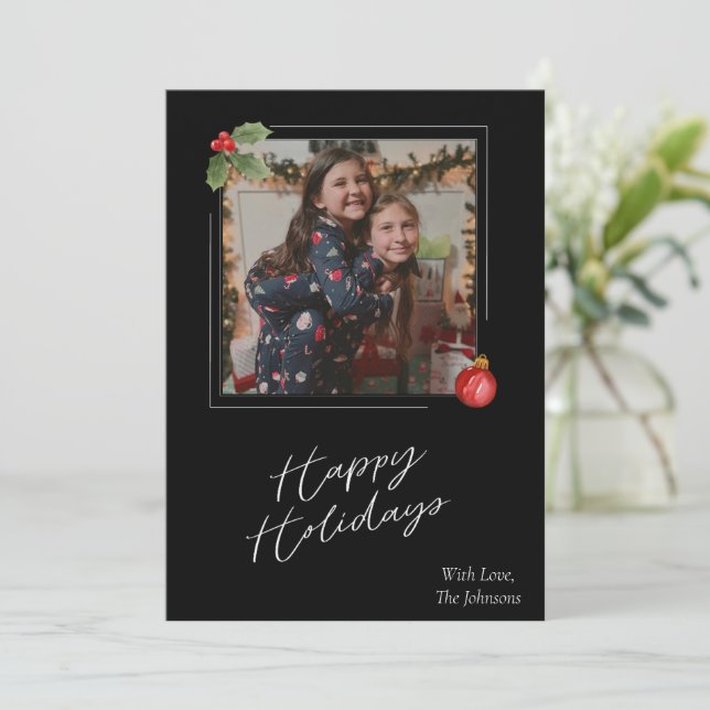 Happy Holidays Fotokarte Feiertagskarte (Stehend Vorderseite)