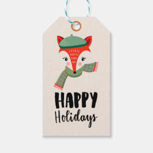 Happy Holidays Fox Geschenkanhänger