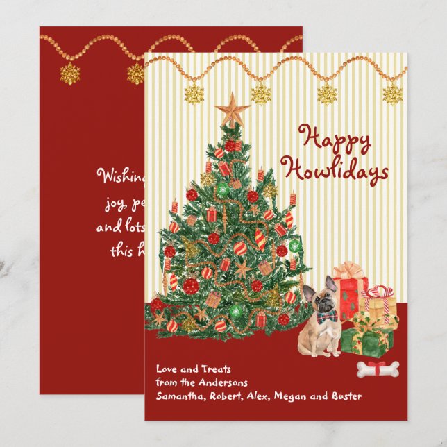 Happy Holidays French Bulldog Dog Tree präsentiert (Vorne/Hinten)