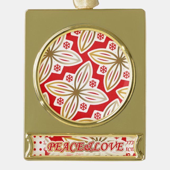 HAPPY HOLIDAYS | Frieden und Liebe | Weihnachtsste Banner-Ornament Gold (Vorderseite)