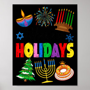 Happy Holidays Frohe Weihnachten Happy Hanukkah Ha Poster