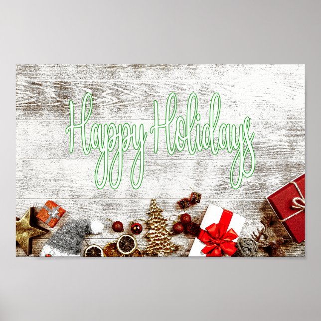 Happy Holidays - Frohe Weihnachten, Saisons Gruß Poster (Vorne)