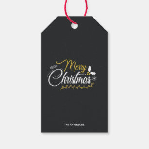 Happy Holidays Frohe Weihnachten Schwarz und Gold Geschenkanhänger