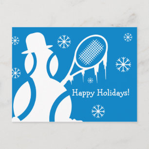 Happy Holidays Frohe Weihnachten Tennis Schneemann