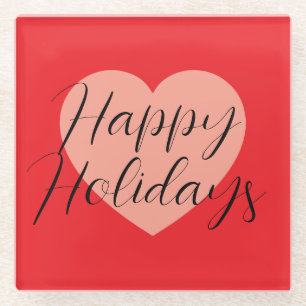 Happy Holidays Frohe Weihnachten Weihnachten Urlau Glasuntersetzer