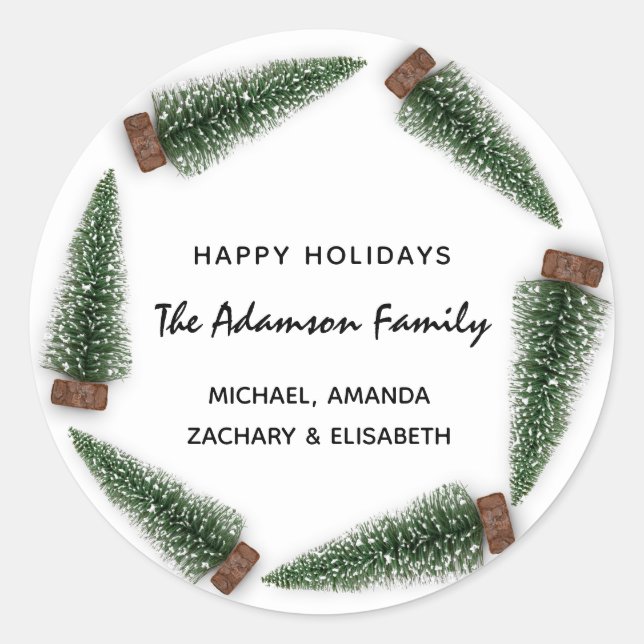 Happy Holidays Frohe Weihnachtsbaum Name Runder Aufkleber (Vorderseite)