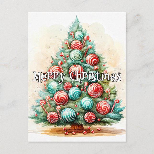 Happy Holidays | Frohe Weihnachtsbaume Postkarte (Vorderseite)
