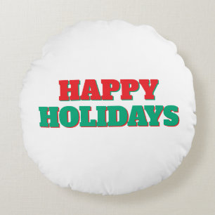Happy Holidays Frohe Weihnachtszeit Rundes Kissen