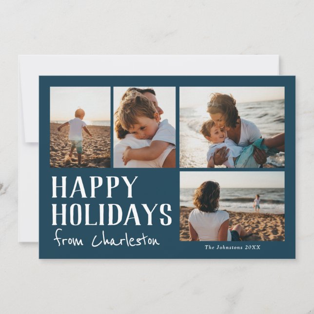Happy Holidays from city or location photo card Karte (Vorderseite)