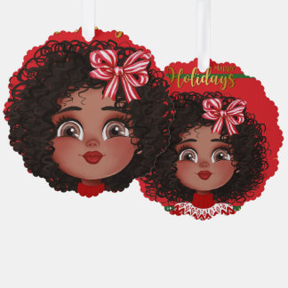 Happy Holidays from Curly Girl Ornament Karte