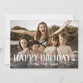 Happy Holidays from lake location photo card Karte