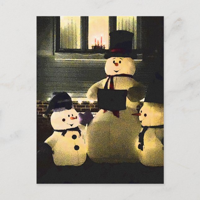 Happy Holidays From Snowmen Feiertagspostkarte (Vorderseite)