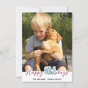 Happy Holidays from the Dog - Green Red Pet Foto Feiertagskarte