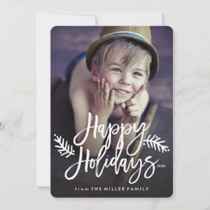 Happy Holidays Full Foto Chic Hand Letted Feiertagskarte