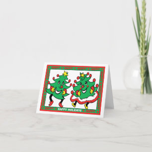 Happy Holidays Funny Dancing Weihnachtsbaumen Feiertagskarte