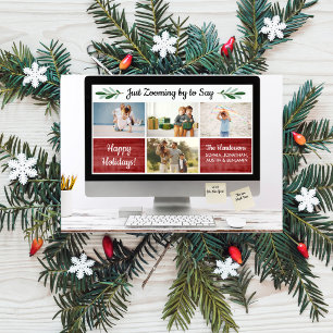 Happy Holidays Funny Zoom Quarantine Photo Collage Feiertagskarte