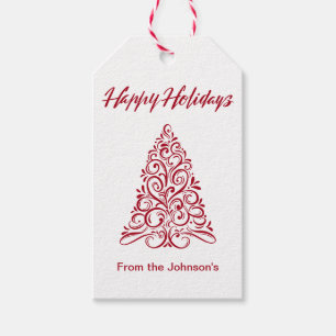 Happy Holidays Geblüht Weihnachtsbaum Geschenkanhänger