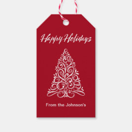 Happy Holidays Geblüht Weihnachtsbaum Geschenkanhänger