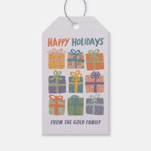HAPPY HOLIDAYS Geschenke präsentiert Weihnachten C Geschenkanhänger