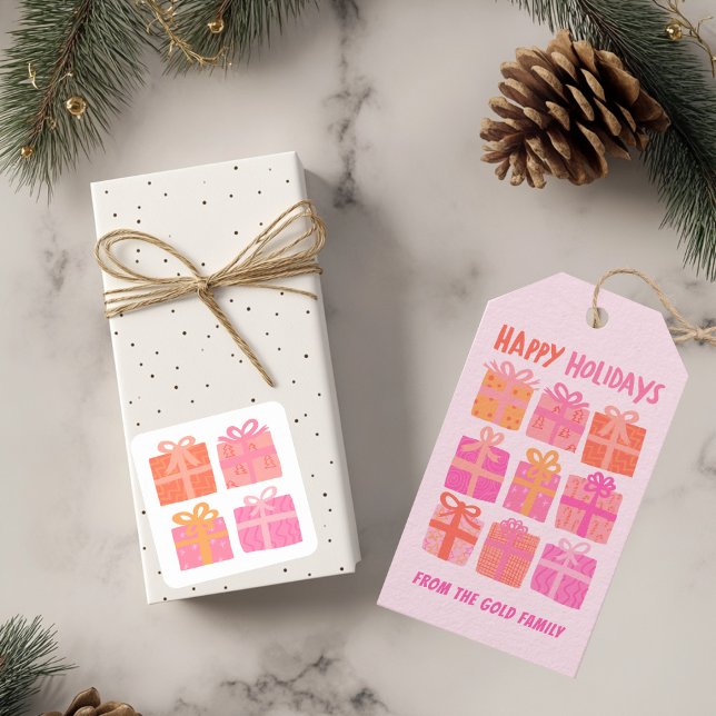 HAPPY HOLIDAYS Geschenke präsentiert Weihnachten C Geschenkanhänger (HAPPY HOLIDAYS Gifts Presents Christmas CUSTOM Gift Tags and matching stickers
)