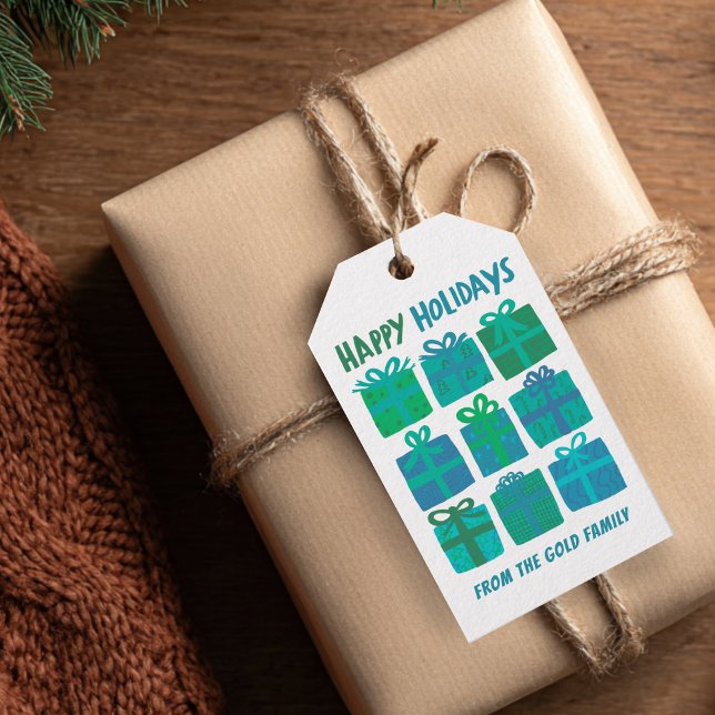 HAPPY HOLIDAYS Geschenke präsentiert Weihnachten C Geschenkanhänger (HAPPY HOLIDAYS Gifts Presents Christmas CUSTOM Hand Drawn Cute Gift Tags
)