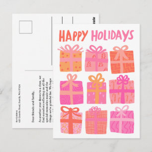 HAPPY HOLIDAYS Geschenke präsentiert Weihnachten C Postkarte