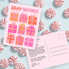 HAPPY HOLIDAYS Geschenke präsentiert Weihnachten C Postkarte