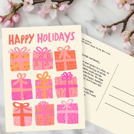 HAPPY HOLIDAYS Geschenke präsentiert Weihnachten C Postkarte