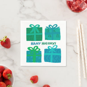HAPPY HOLIDAYS Geschenke präsentiert Weihnachten C Serviette