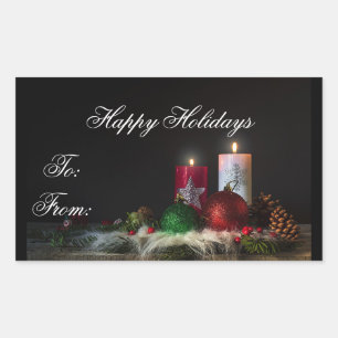 Happy Holidays Geschenketikett Rechteckiger Aufkleber