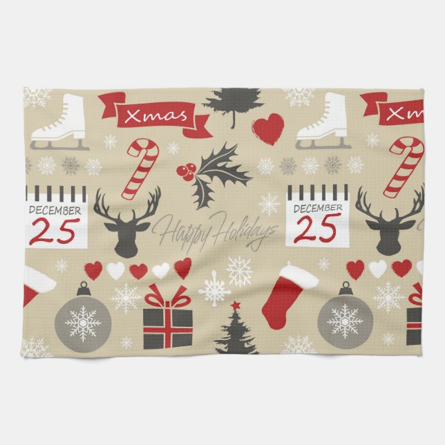 Happy Holidays Geschirrtuch (Horizontal)