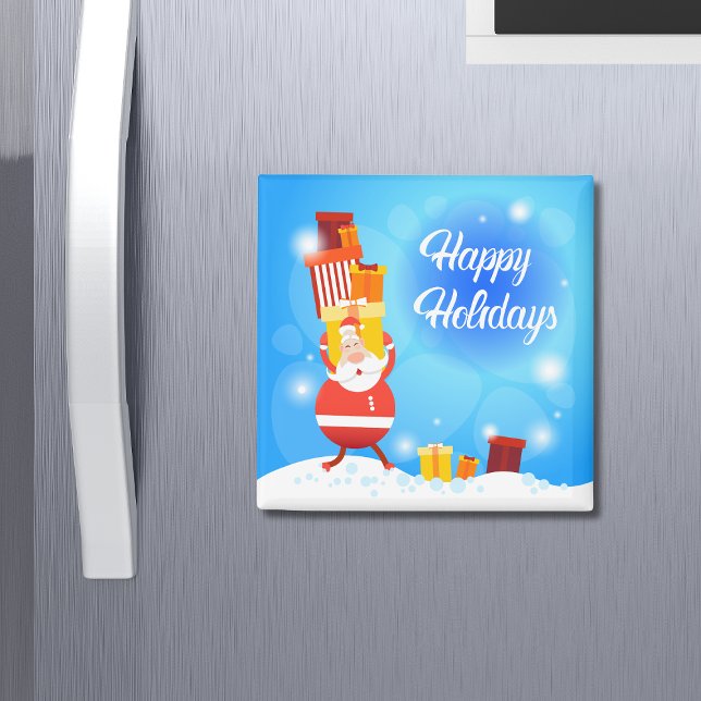 Happy Holidays Gift Carry Santa | Weihnachten Magnet (Von Creator hochgeladen)