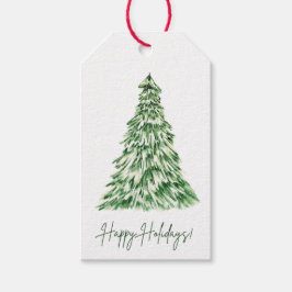 Happy Holidays Gift Tag | Watercolor Holiday Tag Geschenkanhänger