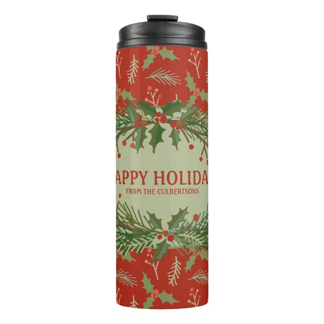 Happy Holidays Gift Travel Mug Thermosbecher (Vorderseite)