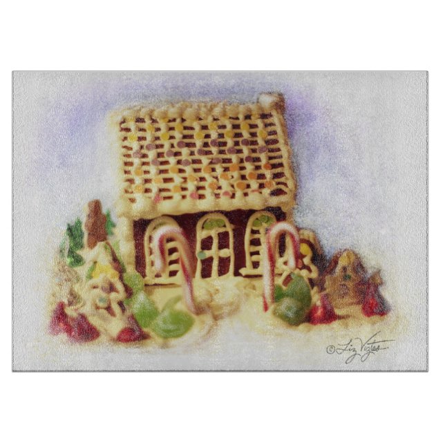 Happy Holidays Gingerbread House Cutting Board Schneidebrett (Vorderseite)