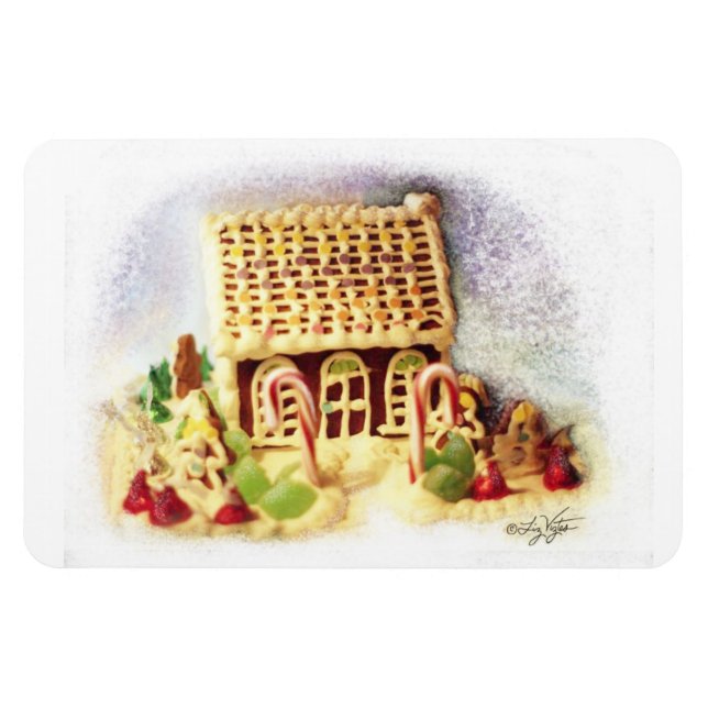Happy Holidays Gingerbread House Premium Magnet (Horizontal)