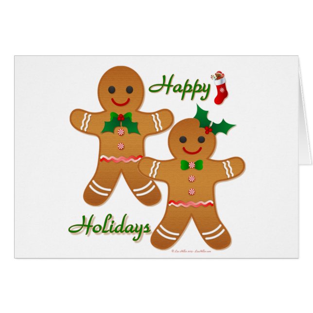 Happy Holidays Gingerbread Man Boy Girl (Vorderseite (Horizontal))