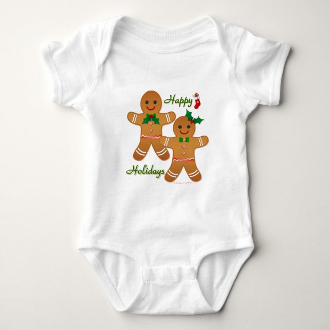 Happy Holidays Gingerbread Man Boy Girl Baby Strampler (Vorderseite)