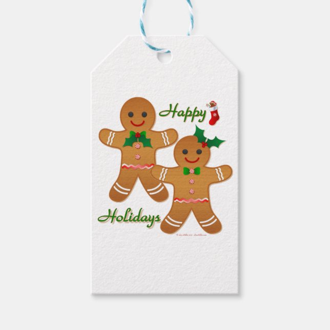 Happy Holidays Gingerbread Man Boy Girl Geschenkanhänger (Vorderseite)