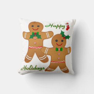 Happy Holidays Gingerbread Man Boy Girl Kissen